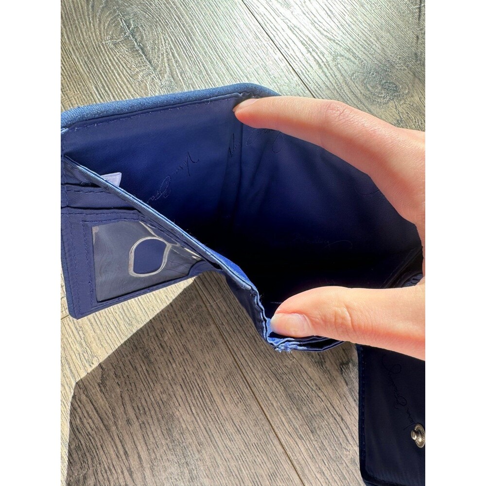 Vera Bradley Wallet Katalina Pink Purple Diamonds Trifold Quilted Fabric Blue - Picture 3 of 6